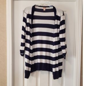 Mossimo Blue and White Striped Cardigan